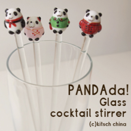 KITSCHパンダのガラスマドラー